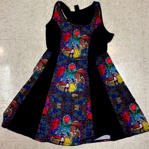 Beauty and the Beast stained glass cotton dress size xl disney